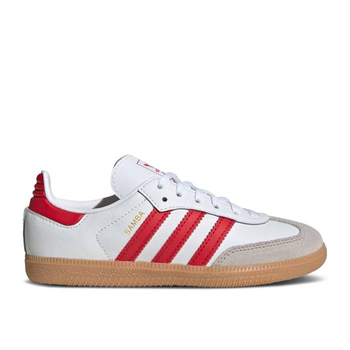 アディダス Adidas 【 Samba Og C \u0027White Scarlet Gum\u0027 Youth Cloud White/Better Scarlet/Gum 】 サンバ お坊っちゃん キッズ 白いこと 白いこと