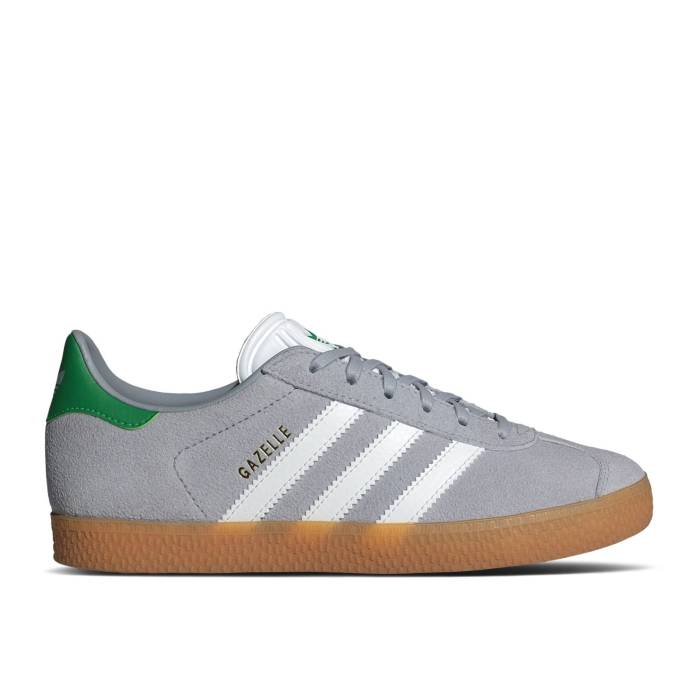 アディダス Adidas 【 Gazelle J \u0027Silver Green\u0027 Youth Halo Silver/Cloud White/Green 】 ガゼル お坊っちゃん キッズ Silver しろがね色・しろがね色 白いこと 白いこと green 緑・緑であること