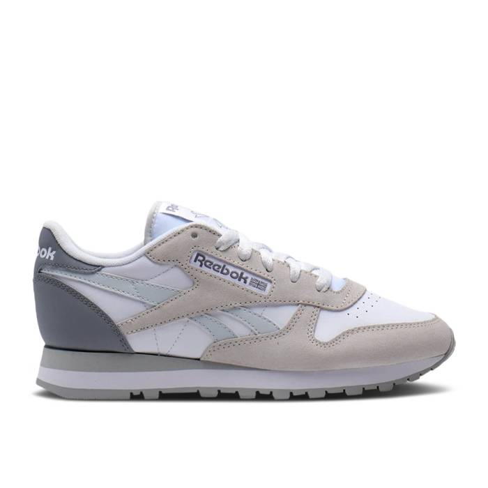 リーボック Reebok 【 Wmns Classic Leather \u0027White Double Grey\u0027 Women White/Grey/Grey 】 古典派音楽 なめし革 レディース 白いこと 白いこと 薄墨色 薄墨色