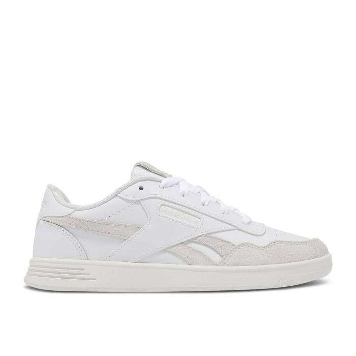 リーボック Reebok 【 Wmns Court Advance \u0027White Grey Chalk\u0027 Women Footwear White/Barely Grey/Chalk 】 厚地の外套 薄墨色 薄墨色 レディース 白いこと 白いこと 薄墨色 薄墨色