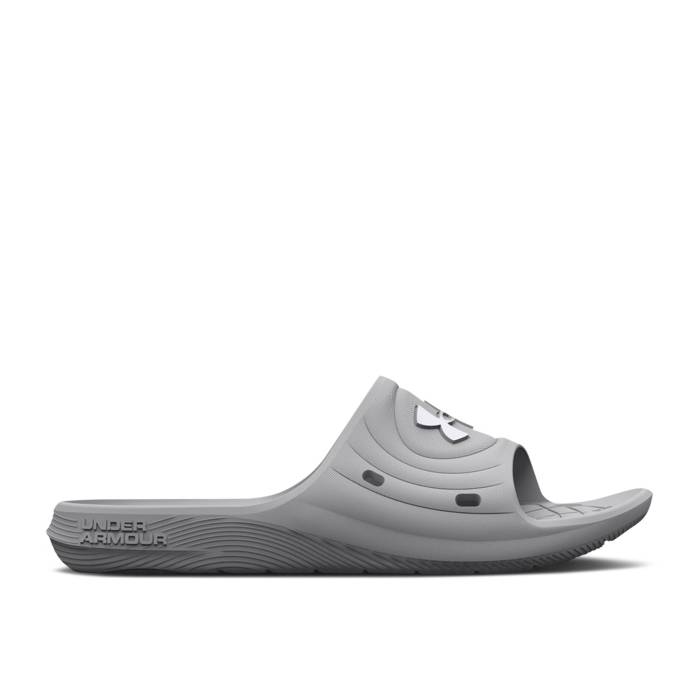 アンダーアーマー Under Armour 【 Wmns Locker 4 Slide Mod Grey Women Mod Grey/White 】 Slide サンダル レディース 灰色 グレー 白色 ホワイト