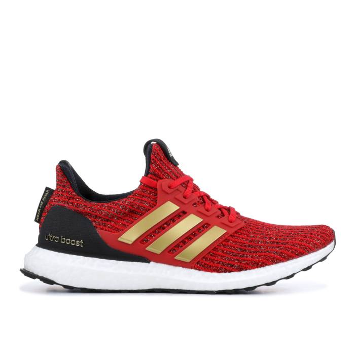 アディダス Adidas 【 Game Of Thrones X Wmns Ultraboost 4.0 \u0027House Lannister\u0027 Women Scarlet/Metallic/Core Black 】 Game 力くらべ レディース 中核グループ 黒いこと 黒いこと