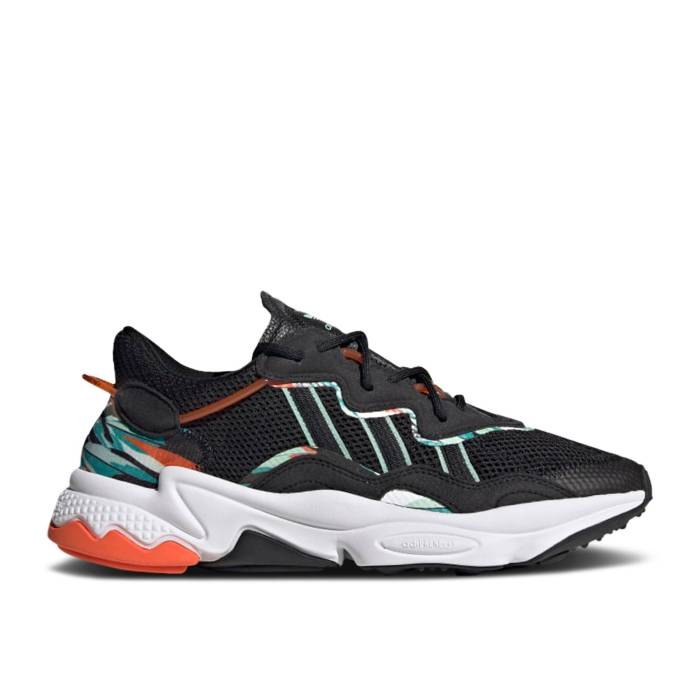 アディダス Adidas 【 Ozweego \u0027Tropical Print\u0027 Men Core Black/Core Black/Cloud White 】 メンズ 中核グループ 黒いこと 黒いこと 白いこと 白いこと