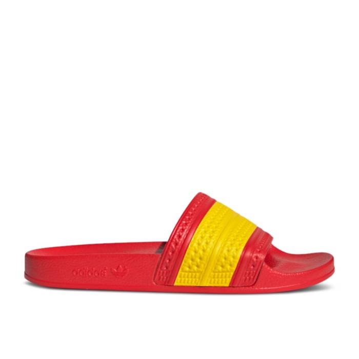 アディダス Adidas 【 Adilette Slides \u0027Spain\u0027 Men Red/Yellow/Red 】 アディレッタ メンズ Red 赤・赤いこと yellow 黄味がかった・黄色