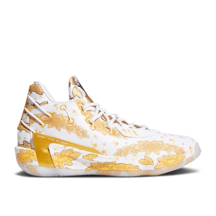 アディダス Adidas 【 Ric Flair X Dame 7 \u0027White Gold Metallic\u0027 Men Cloud White/Gold Metallic/Core Black 】 ゴールド メンズ 白いこと 白いこと ゴールド 中核グループ 黒いこと 黒いこと