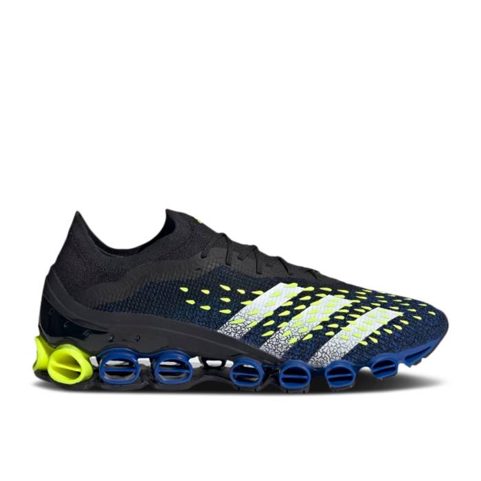 アディダス Adidas 【 Predator.1 Microbounce \u0027Demonskin - Black\u0027 Men Core Black/Cloud White/Royal Blue 】 メンズ 中核グループ 黒いこと 黒いこと 白いこと 白いこと 青碧 青碧
