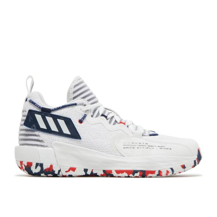 アディダス Adidas 【 Dame 7 Extply Gca Usa Men Footwear White/Team Navy/Vivid Red 】 メンズ 白色 ホワイト Team チーム 紺色 ネイビー Red 赤・レッド