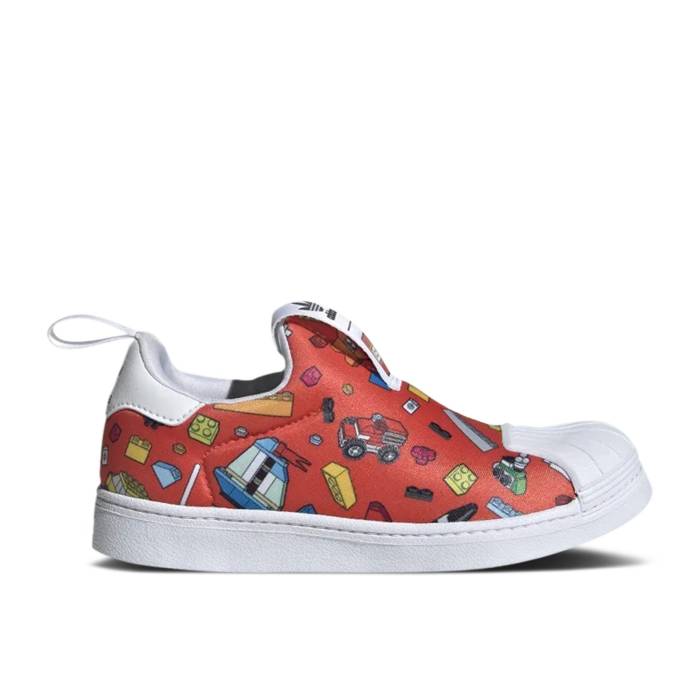 アディダス Adidas 【 Lego X Superstar 360 J \u0027All Over Print\u0027 Youth Cloud White/Cloud White/Cloud White 】 Superstar はやりっ子 御坊っちゃん キッズ 白いこと 白いこと