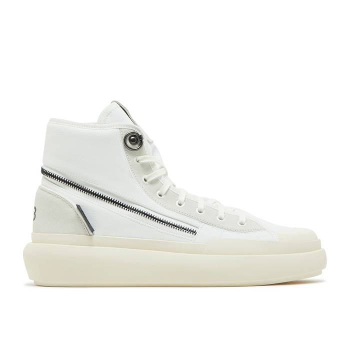 アディダス Adidas 【 Y-3 Ajatu Court High \u0027White Orbit Grey\u0027 Men Core White/Orbit Grey/Cream White 】 厚地の外套 御機嫌 メンズ 中核グループ 白いこと 白いこと 薄墨色 薄墨色 皮膚軟化剤