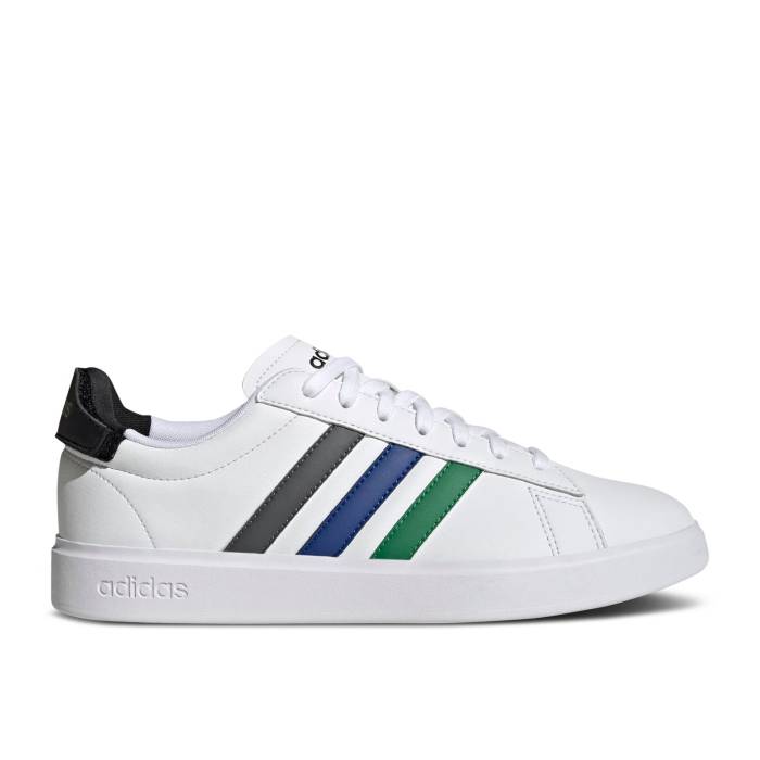 アディダス Adidas 【 Grand Court 2.0 'Green Blue Grey Stripe' Men Cloud White/Green/Royal Blue 】 グランド コート 青色 ブルー 灰色 グレー メンズ 白色 ホワイト green 緑・グリーン 青色 ブルー|スニケス