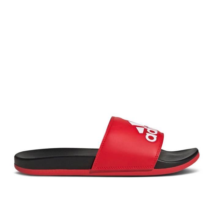 アディダス Adidas 【 Adilette Comfort Slide \u0027Vivid Red Black\u0027 Men Vivid Red/Core Black/Cloud White 】 アディレッタ Slide サンダル Red 赤・赤いこと メンズ Red 赤・赤いこと 中核グループ 黒いこと 黒いこと 白いこと 白いこと