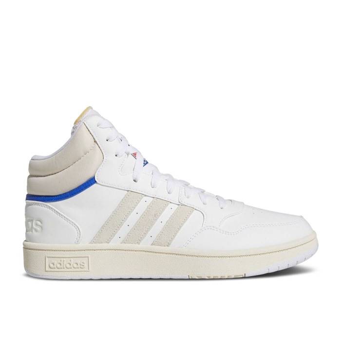 アディダス Adidas 【 Hoops 3.0 Mid \u0027Chalk White Royal\u0027 Men Cloud White/Chalk White/Core Black 】 ミッド 白いこと 白いこと メンズ 白いこと 白いこと 中核グループ 黒いこと 黒いこと
