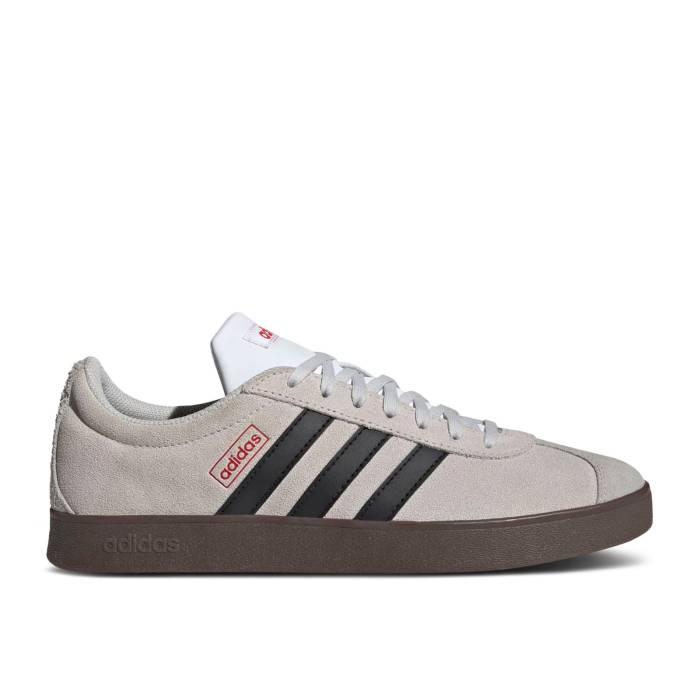 アディダス Adidas 【 Vl Court \u0027Grey Black Gum\u0027 Men Grey One/Core Black/Better Scarlet 】 厚地の外套 黒いこと 黒いこと メンズ 薄墨色 薄墨色 中核グループ 黒いこと 黒いこと