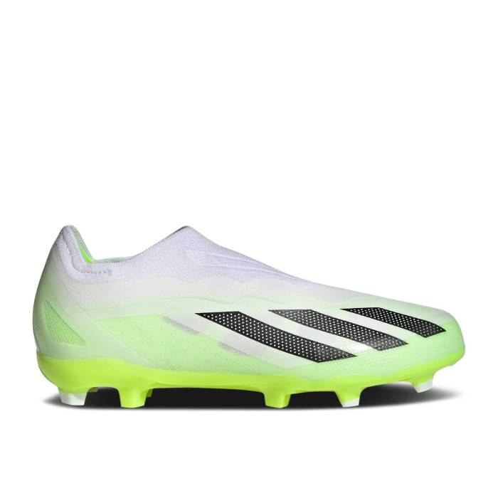 アディダス Adidas 【 X Crazyfast.1 Laceless Fg J 'Crazyrush Pack' Youth Cloud White/Core Black/Lucid Lemon 】 ジュニア キッズ 白色 ホワイト コア 黒色 ブラック｜スニケス