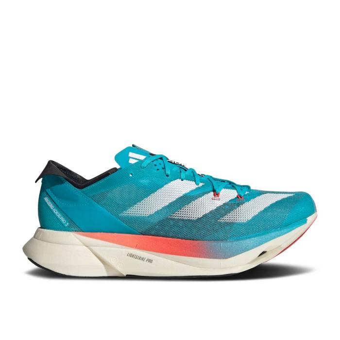 アディダス Adidas 【 Adizero Adios Pro 3 \u0027Lucid Cyan\u0027 Men Lucid Cyan/Cloud White/Bright Red 】 アディゼロ アディオス 労働者階級 メンズ シアン 白いこと 白いこと Red 赤・赤いこと