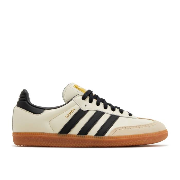 アディダス Adidas 【 Wmns Samba Og \u0027Cream White Sand Strata\u0027 Women Cream White/Core Black/Sand Strata 】 サンバ 白いこと 白いこと 砂色・沙子 レディース 皮膚軟化剤 白いこと 白いこと 中核グループ 黒いこと 黒いこと 砂色・沙子