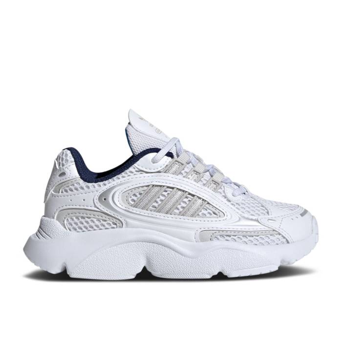 アディダス Adidas 【 Ozmillen Elastic Lace J 'White Bright Blue' Youth Cloud White/Grey One/Bright Blue 】 ジュニア キッズ 白色 ホワイト 灰色 グレー 青色 ブルー|スニケス