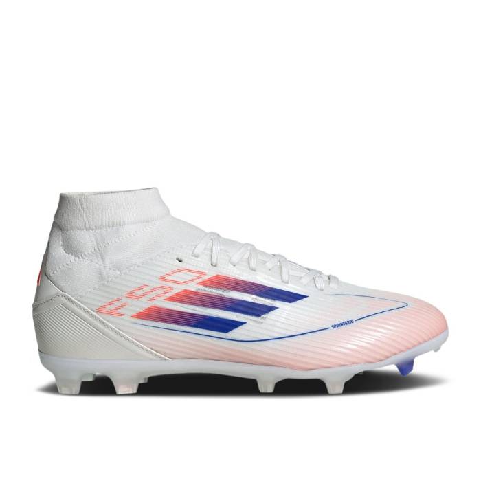 アディダス Adidas 【 Wmns Adizero F50 League Mid Fg Mg \u0027Advancement Pack\u0027 Women Cloud White/Lucid Blue/Solar Red 】 アディゼロ ミッド レディース 白いこと 白いこと 青碧 青碧 Red 赤・赤いこと