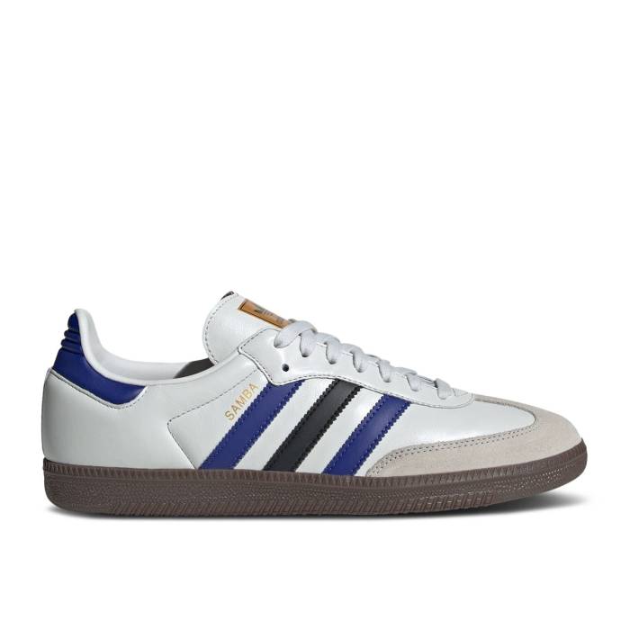 アディダス Adidas 【 Samba Og \u0027White Active Blue\u0027 Men Crystal White/Active Blue/Matte Gold 】 サンバ メンズ 白いこと 白いこと 青味 青み ゴールド