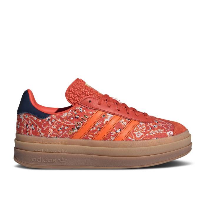 アディダス Adidas 【 Wmns Gazelle Bold \u0027Ornate Preloved Red\u0027 Women Preloved Red/Orange/Night Indigo 】 ガゼル レディース Red 赤・赤いこと orange 橙・オレンジ色 ナイト爵 藍色・インディゴ