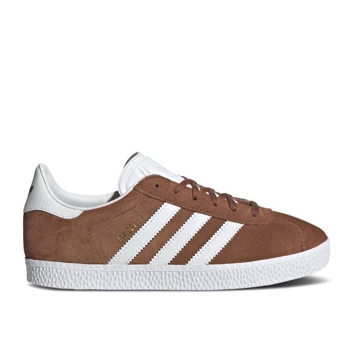 アディダス Adidas 【 Gazelle J \u0027Preloved Brown\u0027 Youth Preloved Brown/Cloud White/Gold Metallic 】 ガゼル 御坊っちゃん キッズ 赤銅色 赤銅色 白いこと 白いこと ゴールド