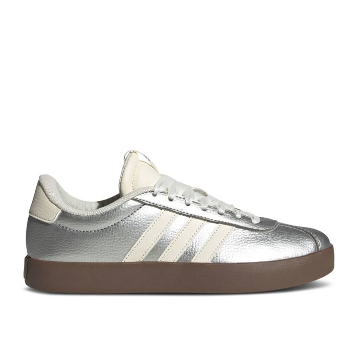 アディダス Adidas 【 Vl Court 3.0 \u0027Silver Metallic\u0027 Men Silver Metallic/Off White/Gum 】 厚地の外套 メンズ Silver しろがね色・しろがね色 白いこと 白いこと