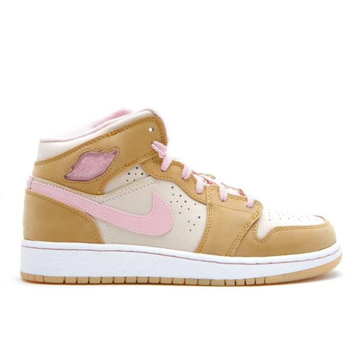 ナイキ　エアジョーダン Air Jordan 【 Jordan 1 Hare Gs 'Wheat' Youth Wheat/Pink Glaze-Shimmer 】 ジュニア キッズ ウィート pink ピンク｜スニケス