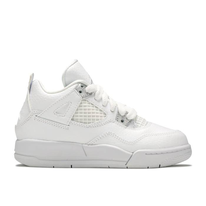 ナイキ エアジョーダン Air Jordan 【 Jordan 4 Retro Ps \u0027Pure Money\u0027 2017 Youth White/Metallic Silver/Pure Platinum 】 レトロ 御坊っちゃん キッズ 白いこと 白いこと Silver しろがね色・しろがね色 純然たる Platinum プラチナム キッズ・ベビー・マタニティ-キッズファッション