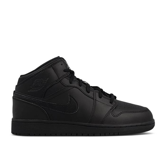 ナイキ エアジョーダン Air Jordan 【 Jordan 1 Retro Mid Gs Black Youth Black/Black 】 レトロ ミッド ジュニア キッズ 黒色 ブラック
