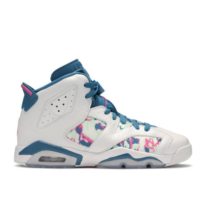 ナイキ エアジョーダン Air Jordan 【 Jordan 6 Retro ガウス \u0027Green Abyss\u0027 Youth White/Green Abyss-Laser Fuchsia 】 レトロ お坊っちゃん キッズ 白いこと 白いこと green 緑・緑であること