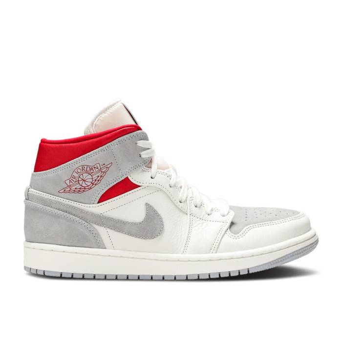 ナイキ エアジョーダン Air Jordan 【 Sneakersnstuff X Jordan 1 Mid \u0027Past, Present, Future\u0027 Men Sail/Wolf Grey/Gym Red/White 】 ミッド メンズ 薄墨色 薄墨色 Red 赤・赤いこと 白いこと 白いこと