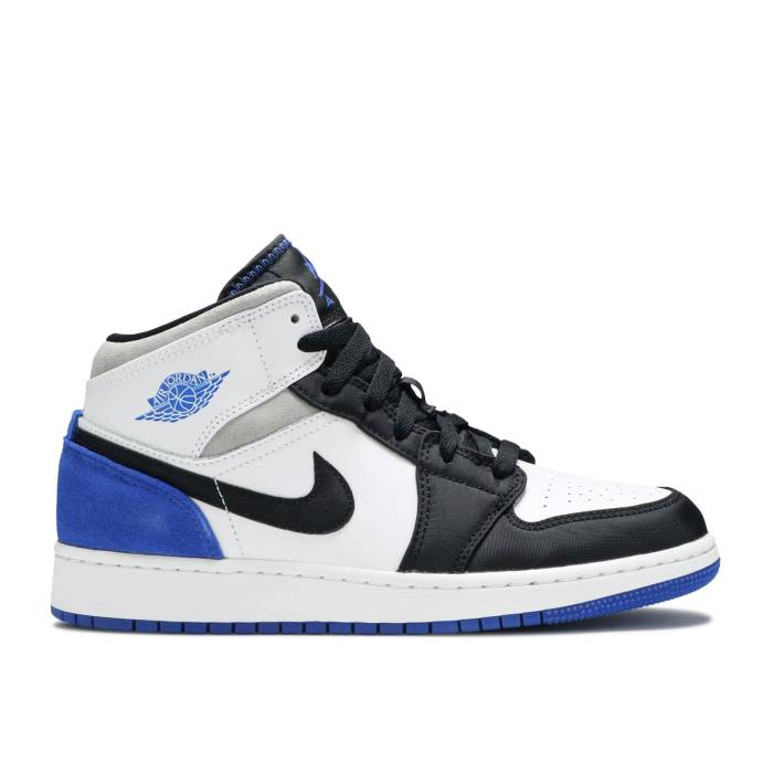ナイキ エアジョーダン Air Jordan 【 Jordan 1 Mid Se ガウス \u0027Royal Black Toe\u0027 Youth White/Black/Light Solar Flare Heather/Hyper Royal 】 ミッド 黒いこと 黒いこと 御坊っちゃん キッズ 白いこと 白いこと 黒いこと 黒いこと heather ヘザ