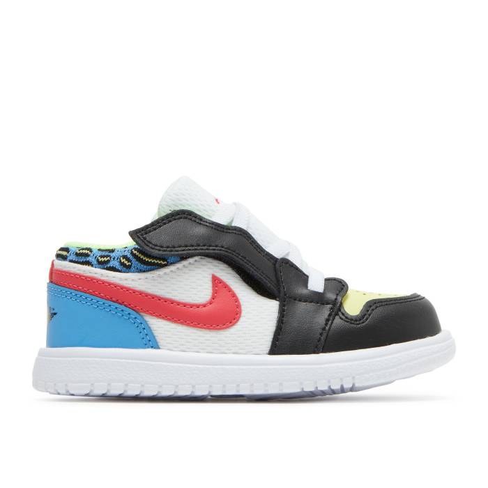 ナイキ エアジョーダン Air Jordan 【 Jordan 1 Low Td \u0027Funky Patterns\u0027 Infant Black/Light Fusion Red/White/Coast 】 もの言う花 黒いこと 黒いこと Fusion 核融合反応 Red 赤・赤いこと 白いこと 白いこと