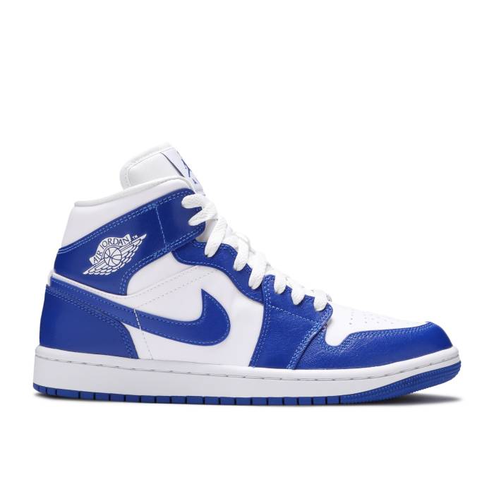 ナイキ エアジョーダン Air Jordan 【 Wmns Jordan 1 Mid \u0027Kentucky Blue\u0027 Women White/Hyper Royal/White 】 ミッド レディース 白いこと 白いこと