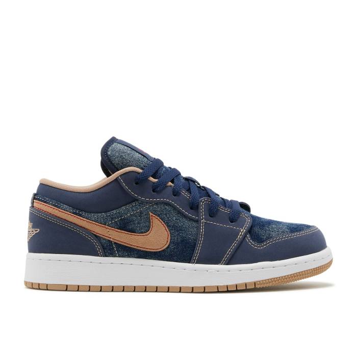 ナイキ　エアジョーダン Air Jordan 【 Jordan 1 Low Se Gs 'Denim' Youth Midnight Navy/Muslin 】 ジュニア キッズ 紺色 ネイビー
