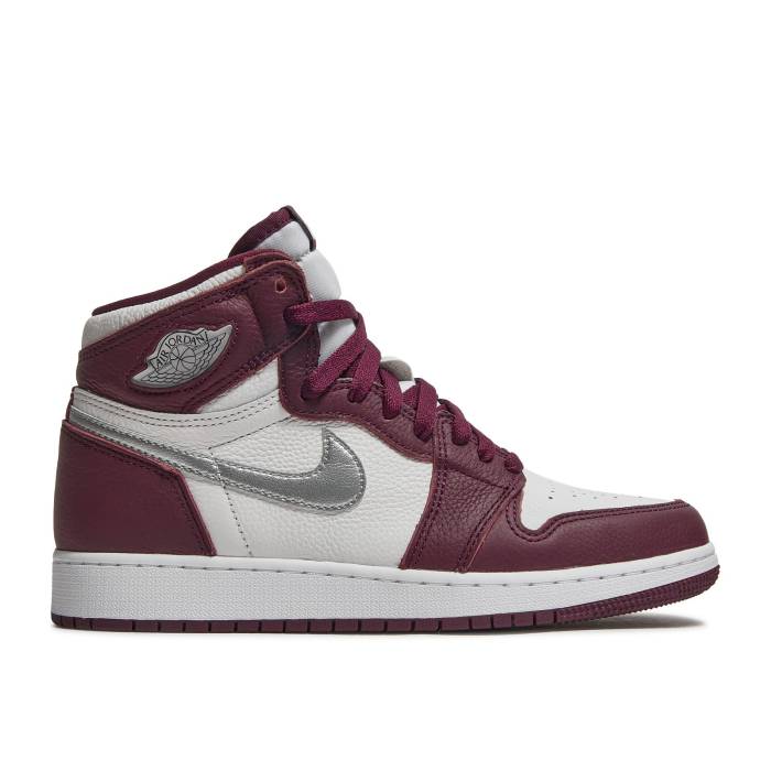 ナイキ エアジョーダン Air Jordan 【 Jordan 1 Retro High Og ガウス \u0027Bordeaux\u0027 Youth Bordeaux/White/Metallic Silver 】 レトロ ご機嫌 御坊っちゃん キッズ 白いこと 白いこと Silver しろがね色・しろがね色