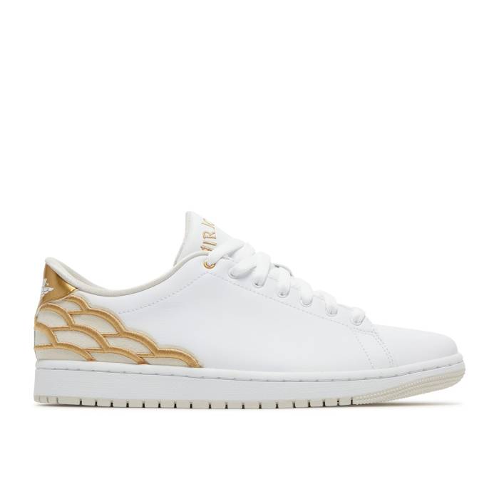 ナイキ　エアジョーダン Air Jordan 【 Jordan 1 Centre Court 'White Gold' Men White/Metallic Gold/Light Orewood Brown 】 コート メンズ 白色 ホワイト ゴールド 茶色 ブラウン｜スニケス