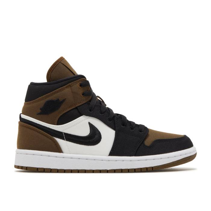 ナイキ エアジョーダン Air Jordan 【 Wmns Jordan 1 Mid Se \u0027Olive Toe\u0027 Women Light Olive/Sail/White/Black 】 ミッド レディース olive オリーブ 白いこと 白いこと 黒いこと 黒いこと