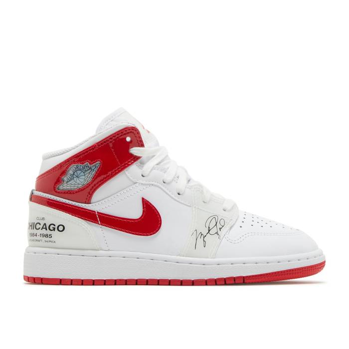 ナイキ エアジョーダン Air Jordan 【 Jordan 1 Mid ガウス \u0027Rookie Season\u0027 Youth White/University Red 】 ミッド 御坊っちゃん キッズ 白いこと 白いこと Red 赤・赤いこと スニーカー-キッズ・ベビー・マタニティ