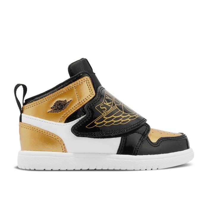 ナイキ エアジョーダン Air Jordan 【 Sky Jordan 1 Se Td \u0027Gold Toe\u0027 Infant Black/Metallic Gold/White 】 天の原 もの言う花 黒いこと 黒いこと ゴールド 白いこと 白いこと
