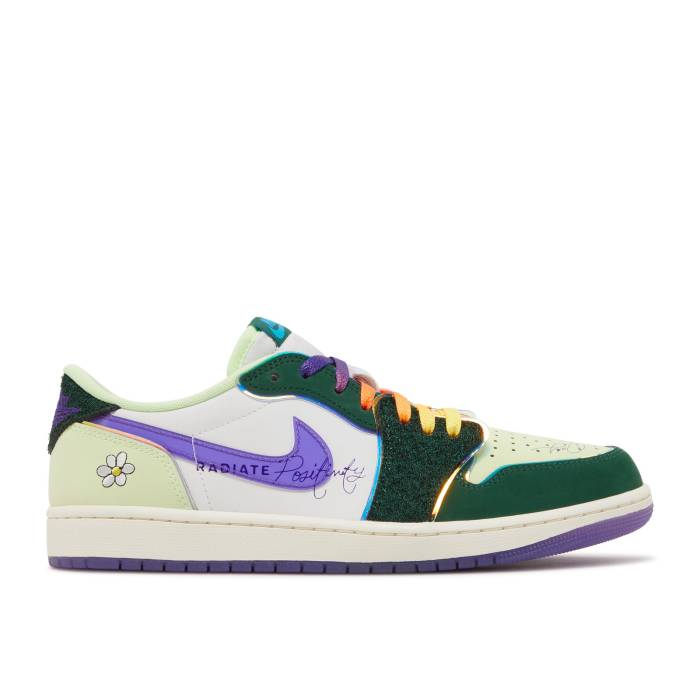 ナイキ エアジョーダン Air Jordan 【 Jordan 1 Retro Low Og Doernbecher 2023 Men Gorge Green/Court Purple/White/Barely Volt/Sail 】 レトロ メンズ green 緑・グリーン コート Purple 紫・パープル 白色 ホワイト