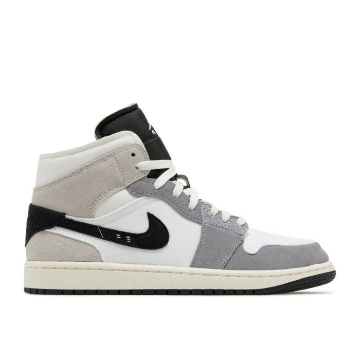 ナイキ エアジョーダン Air Jordan 【 Jordan 1 Mid Se Craft \u0027Inside Out - Cement Grey\u0027 Men Cement Grey/Black/White/Tech Grey/Sail 】 ミッド 薄墨色・シメント メンズ 薄墨色・シメント 薄墨色 薄墨色 黒いこと 黒いこと 白いこと