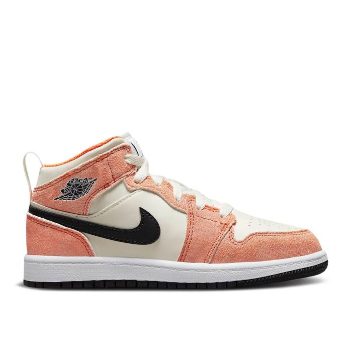 ナイキ エアジョーダン Air Jordan 【 Jordan 1 Mid Se Ps \u0027Orange Suede\u0027 Youth Team Orange/Sail/White/Black 】 ミッド 御坊っちゃん キッズ Team 野球クラブ orange 橙・オレンジ色 白いこと 白いこと 黒いこと 黒いこと