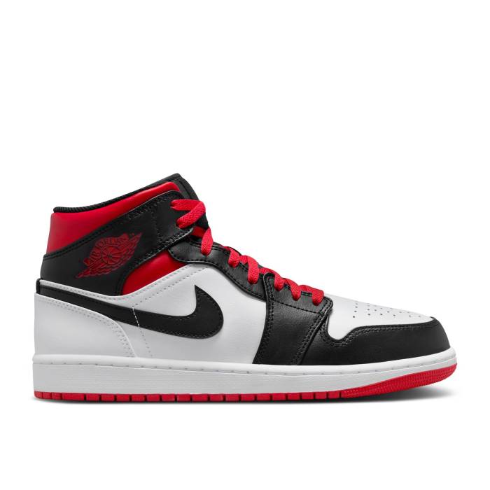 ナイキ エアジョーダン Air Jordan 【 Jordan 1 Mid \u0027Gym Red Black Toe\u0027 Men White/Gym Red/Black 】 ミッド Red 赤・赤いこと 黒いこと 黒いこと メンズ 白いこと 白いこと Red 赤・赤いこと 黒いこと 黒いこと 靴-メンズ靴