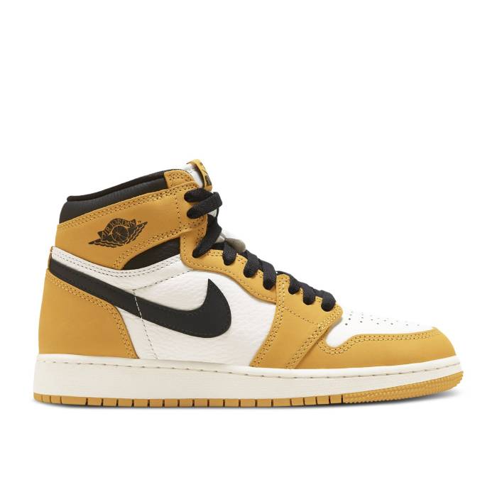 ナイキ エアジョーダン Air Jordan 【 Jordan 1 Retro High Og ガウス \u0027Yellow Ochre\u0027 Youth Yellow Ochre/Black/Sail 】 レトロ ご機嫌 御坊っちゃん キッズ yellow 黄味がかった・黄色 黒いこと 黒いこと