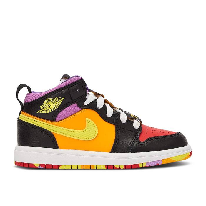 ナイキ エアジョーダン Air Jordan 【 Jordan 1 Mid Ss Ps 'Championships' Youth Black/Opti Yellow/University Red/Light Ultramarine/Sundial/Baltic Blue 】 ミッド ジュニア キッズ 黒色 ブラック yellow 黄色・イエロー Red 赤|スニケス