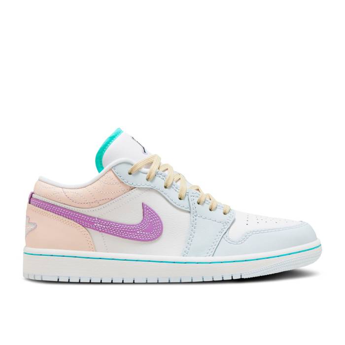 ナイキ エアジョーダン Air Jordan 【 Wmns Jordan 1 Low \u0027Multi-Color Sashiko\u0027 Women White/White/Blue Tint/Rush Fuchsia 】 レディース 白いこと 白いこと 青み 青色 rush 混雑時