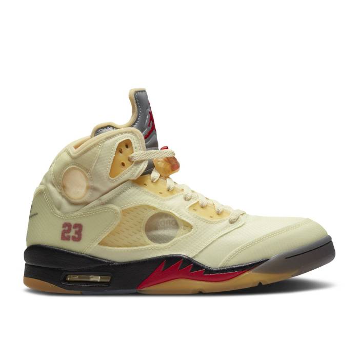 ナイキ エアジョーダン Air Jordan 【 Off-White X Jordan 5 Sp 'Sail' Sample Men Sail/Fire Red/Muslin/Black 】 オフホワイト メンズ ファイア Red 赤・レッド 黒色 ブラック|スニケス