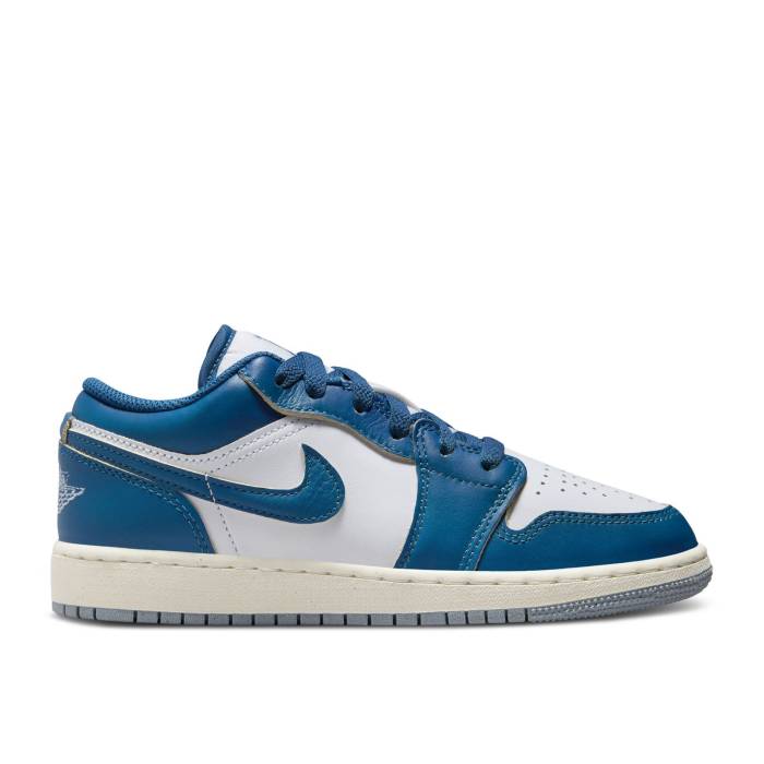 ナイキ　エアジョーダン Air Jordan 【 Jordan 1 Low Se Gs 'Industrial Blue' Youth White/Industrial Blue/Blue Grey/Sail 】 ジュニア キッズ 白色 ホワイト 青色 ブルー 灰色 グレー｜スニケス