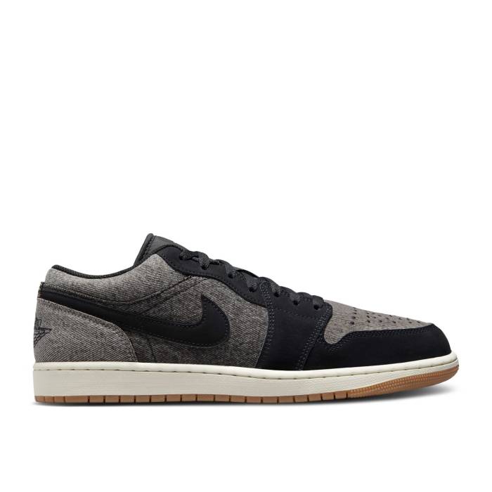 ナイキ　エアジョーダン Air Jordan 【 Jordan 1 Low 'Black Denim' Men Black/Light Smoke Grey/Sail/Gum 】 メンズ 黒色 ブラック 灰色 グレー｜スニケス